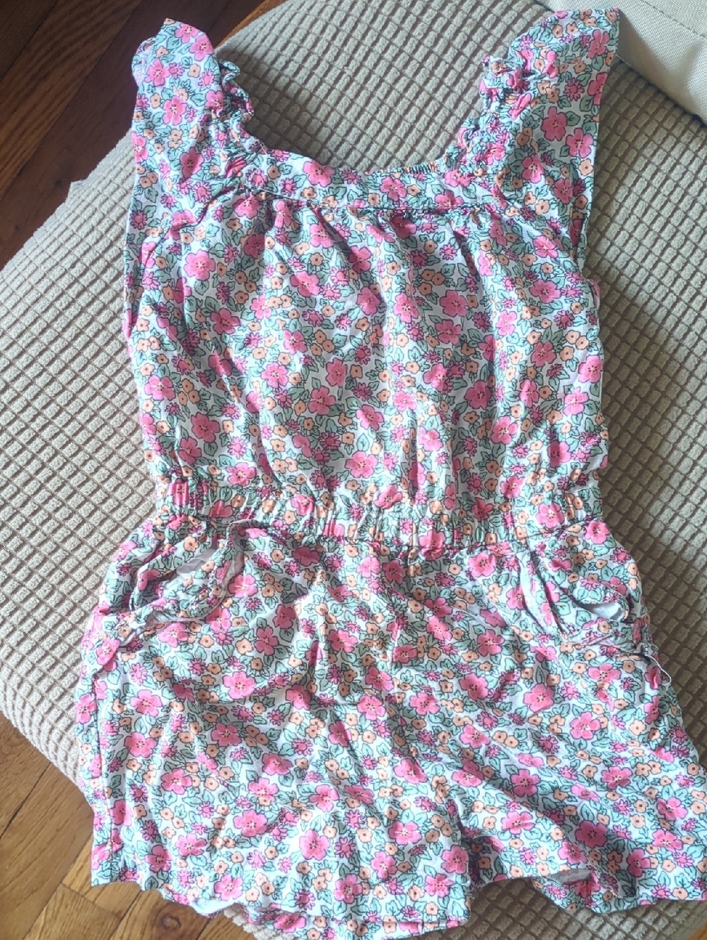 2T - Cat & Jack Pink Floral Romper With Pockets